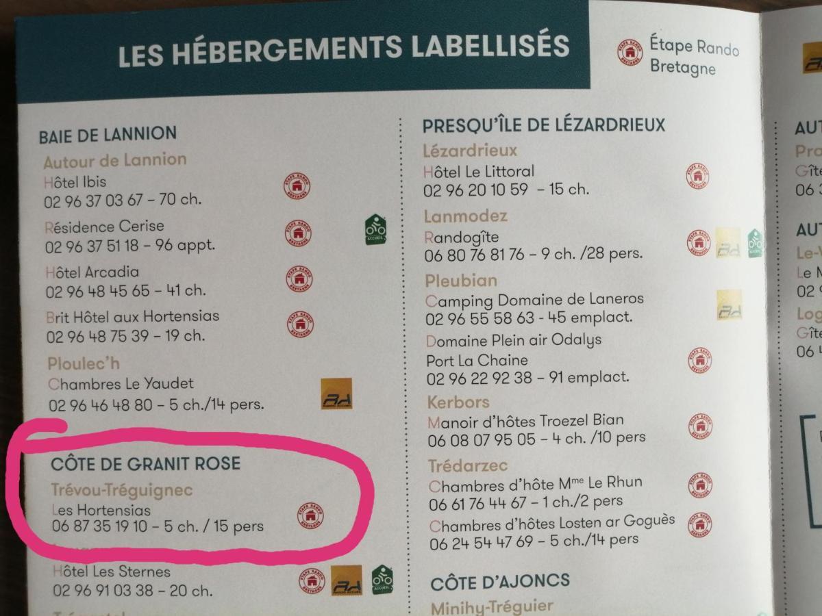 Les Hortensias Gr 34 - Chambres D'Hotes Trévou-Tréguignec Buitenkant foto